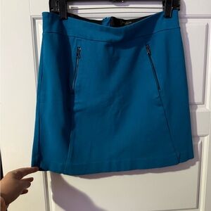 Ann Taylor Teal Mini Skirt with Zipper Accents